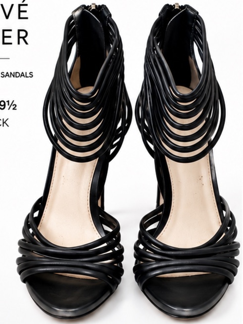 Herve Leger Black Strappy High Heel Sandals 39.5